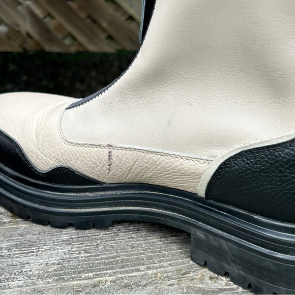 Off-White Leather Lug Sole Zipper Ankle Boots - Picture 10 of 15